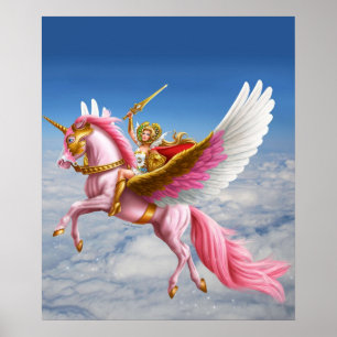 Póster SheRa y Swiftwind escalando en las nubes