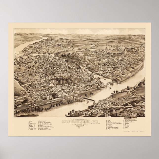 Póster Sherbrooke, Québec, Canada Panoramic Map - 1881 (Frente)