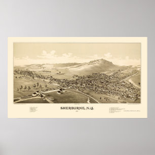 Póster Sherburne, mapa panorámico de NY - 1887