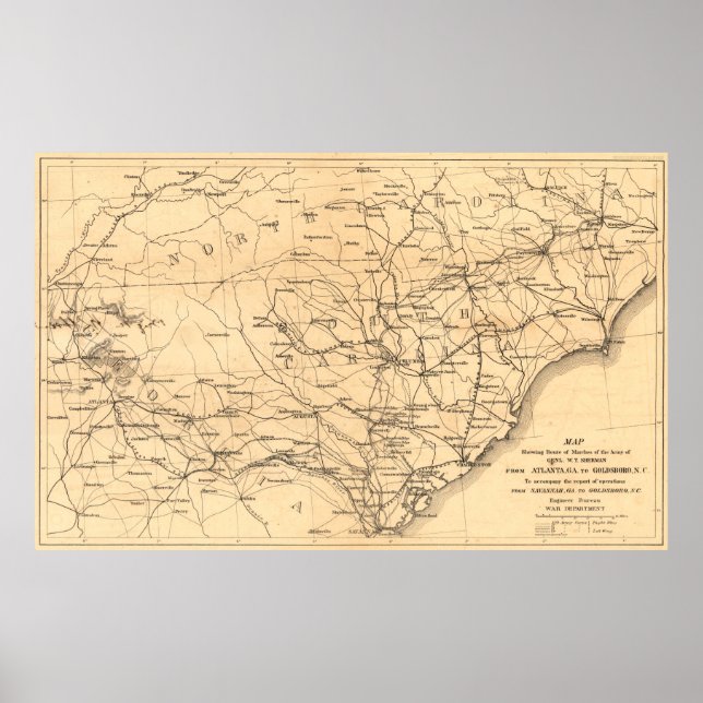 Póster Sherman de Atlanta a Goldsboro (Frente)