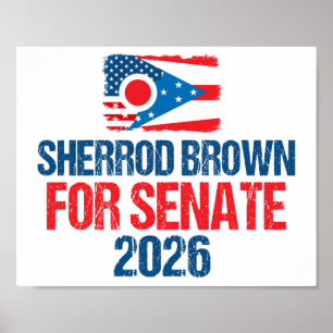 Póster Sherrod Brown para el Senado Elección 2026 Bandera