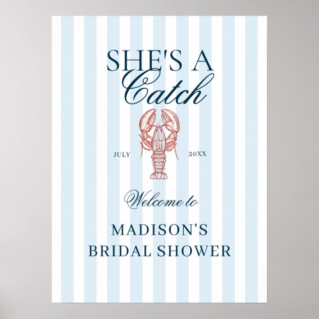 Póster She's a catch Lobster Bridal Shower Welcome (Frente)