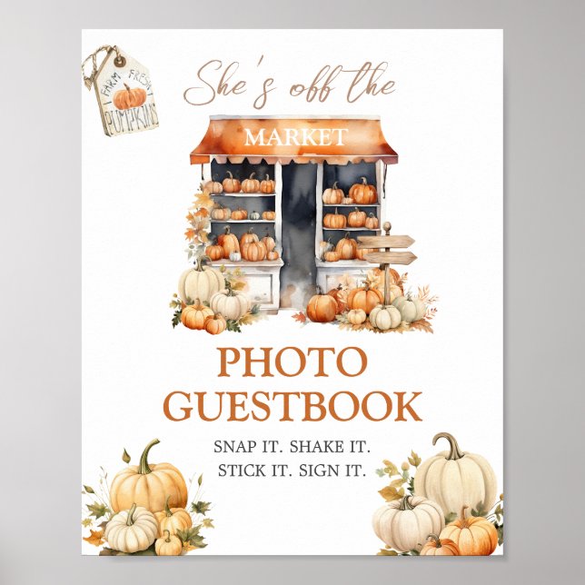 Póster She's Off The Market Fall Pumpkin Photo Guestbook (Frente)