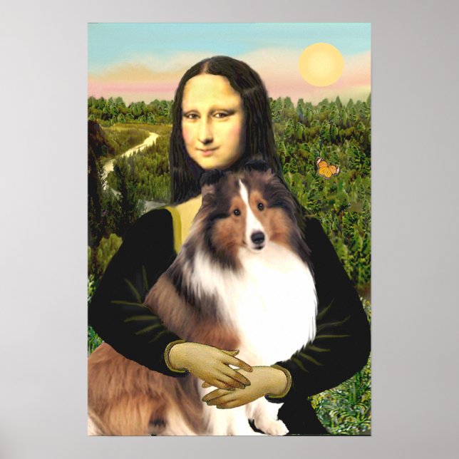 Póster Shetland Sheepdog 7b - Mona Lisa (Frente)