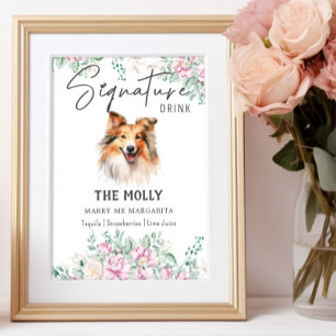 Póster Shetland Sheepdog Dog Signature Bebe Rótulo