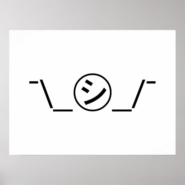 Póster Shi Kana Shrug Emoticon ¯\_ ㋛_/ Ø Kaomoji japonés (Frente)