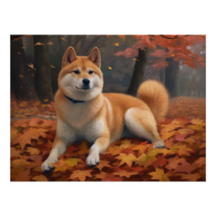Póster Shib Inu en otoño se inspira