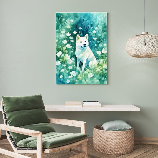 Póster Shiba blanca en A-1 verde (Subido por el creador)