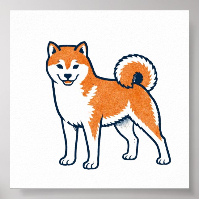 Póster Shiba Inu ー Standing (Frente)