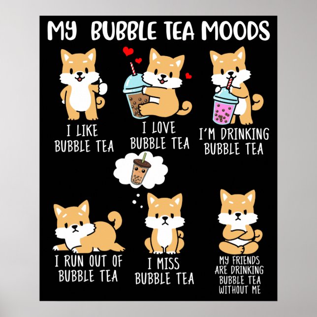 Póster Shiba Inu Bubble Tea Women Boba Tea Dog Bubble Tea (Frente)