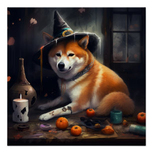 Póster Shiba Inu Calabazas Halloween Da Miedo
