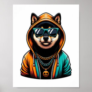 Póster Shiba Inu en Streetwear Hoodie