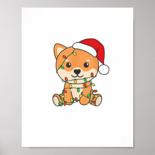 Póster Shiba Inu Feliz Navidad de Perros de Navidad