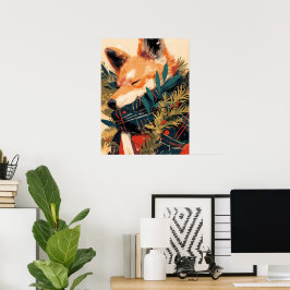Póster Shiba Inu genial en la Navidad de invierno