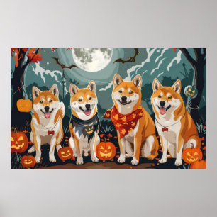 Póster Shiba Inu Halloween Espeluznante