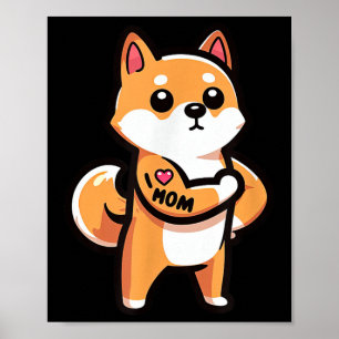 Póster Shiba Inu I Love Mom Funny Dog Tattoo