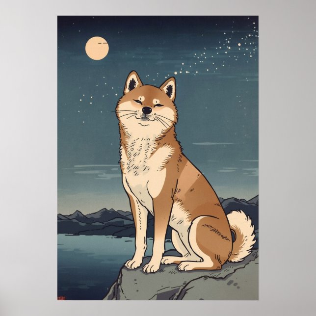 Póster Shiba Inu Night Sky Poster (Frente)