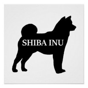 Póster Shiba Inu nombre silo negro