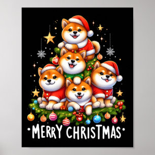 Póster Shiba Inu Perro Feliz Navidad Regalos de Navidad