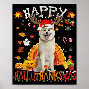 Póster Shiba Inu Perro Navidades de Halloween Perro Feliz