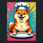 Póster Shiba Inu: Poster del chef del Pop Art Dog<br><div class="desc">Prepárese para deleitarse con la genialidad culinaria del chef más famoso de internet, el Shiba Inu. Este poster cuenta la historia triunfante de un perro cuyo talento es tan inmenso, la deliciosidad de su creación ni siquiera puede ser contenida en un solo plato —es una "comida invisible" de proporciones legendarias....</div>