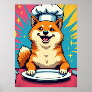 Póster Shiba Inu: Poster del chef del Pop Art Dog