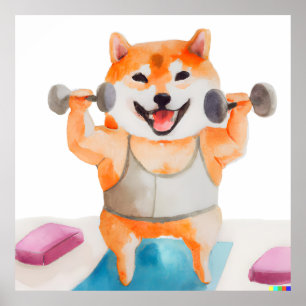 Póster Shiba Inu practicando plaza de yoga