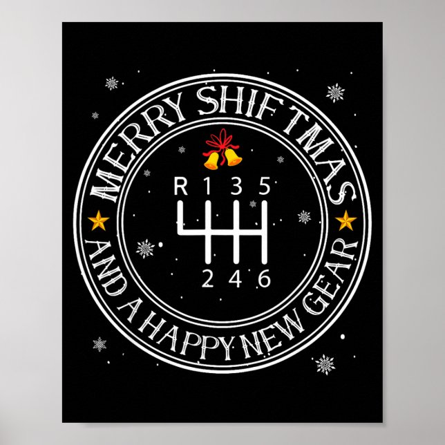 Póster Shiftmas Car Guy Funny Mechanic Christmas Auto Man (Frente)