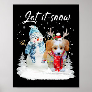 Póster Shih Poo Santa Dog Navidades Snowman Xmas Pajama 1