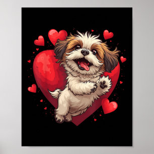 Póster Shih Tzu Ama Corazón Por Día de San Valentín En Sh
