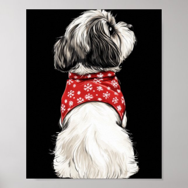 Póster Shih Tzu Christmas Lights Dog Lover Xmas Pajama Pu (Frente)