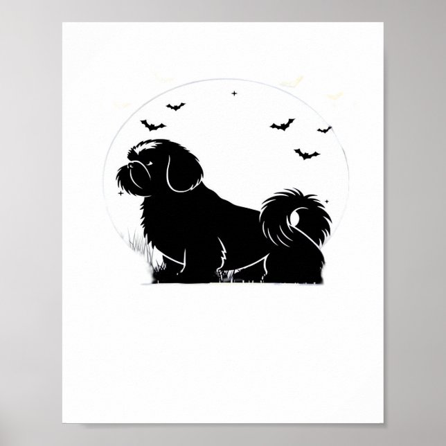 Póster Shih Tzu Dog - Halloween Moon Silhouette Classic T (Frente)