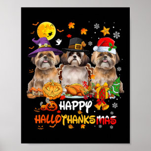 Póster Shih Tzu Dog Happy Halloween Acción de Gracias Mer