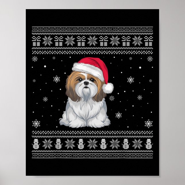 Póster Shih Tzu Dog Lovers Men Women Santa Ugly Xmas Swea (Frente)