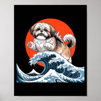 Póster Shih tzu dog shihtzu dog japanese art shitzhu funn