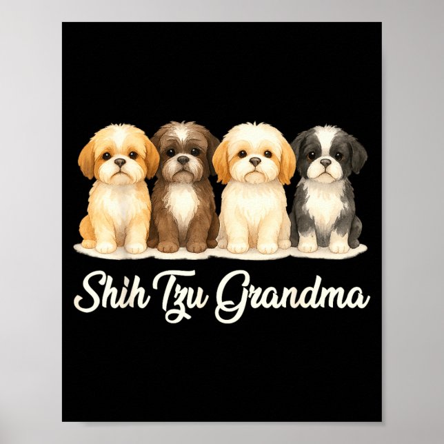 Póster Shih Tzu Grandma Cute Dog Lover Gift Funny Women P (Frente)