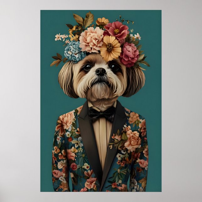 Póster Shih Tzu In Suit Poster, Shih Tzu Portrait, Shih (Frente)