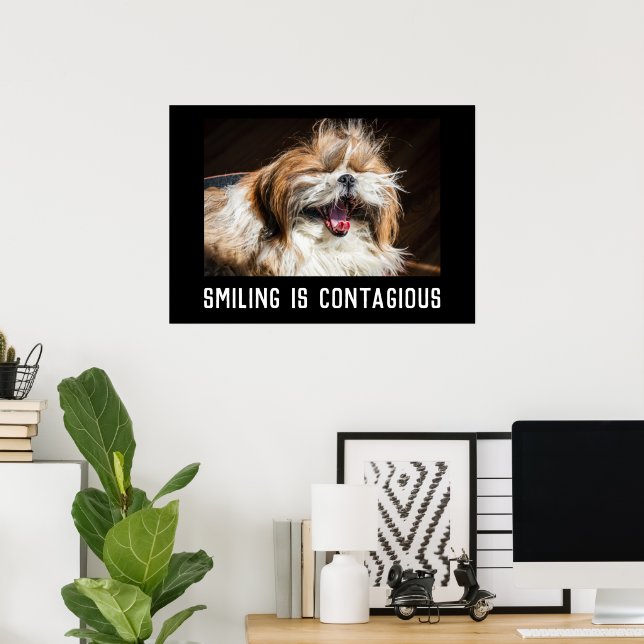 Póster Shih tzu laughing smile customize photo text  (Oficina en casa)