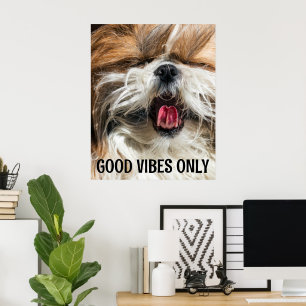 Póster Shih tzu lengua vibra divertida texto personalizad