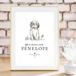 Póster Shih Tzu Life Es Mejor Con Nombre De Perro Persona