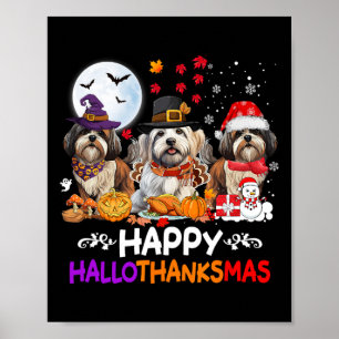 Póster Shih Tzu Navidades de perros felices Hallothankmas