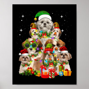 Póster Shih Tzu Perro Árbol de Navidad