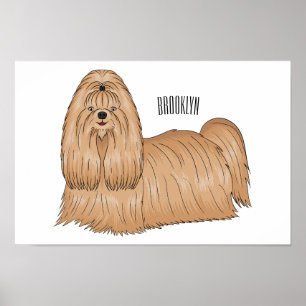 Póster Shih tzu personalizado de pelo largo ilustracion