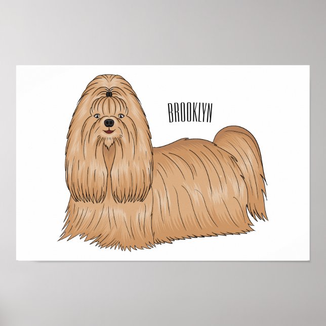 Póster Shih tzu personalizado de pelo largo ilustracion (Frente)