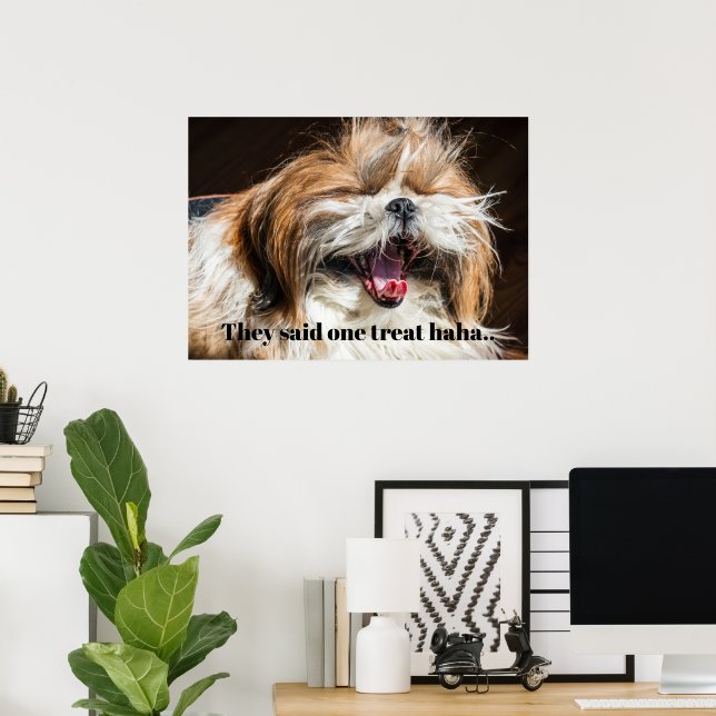 Póster Shih tzu yawning riéndose personalizar de texto gr (Oficina en casa)