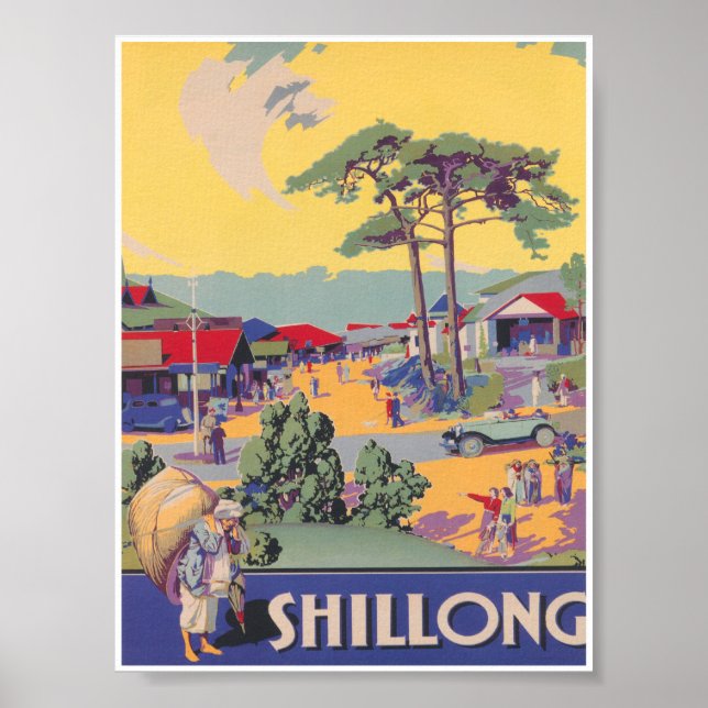 Póster Shillong India Vintage Travel Poster (Frente)