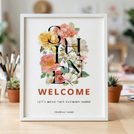 Póster SHINE Floral Corporate Event Welcome Sign