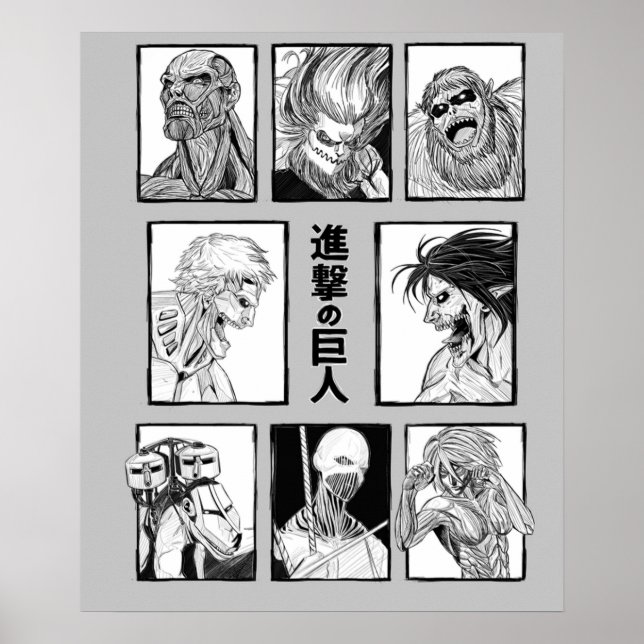Póster Shingeki no Kyojin en ataque a Titan Titans (Frente)