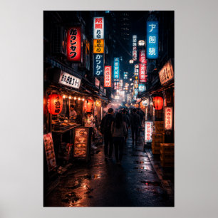 Póster Shinjuku Tokio - Tema Oscuro