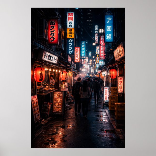 Póster Shinjuku Tokyo - Dark Theme (Frente)